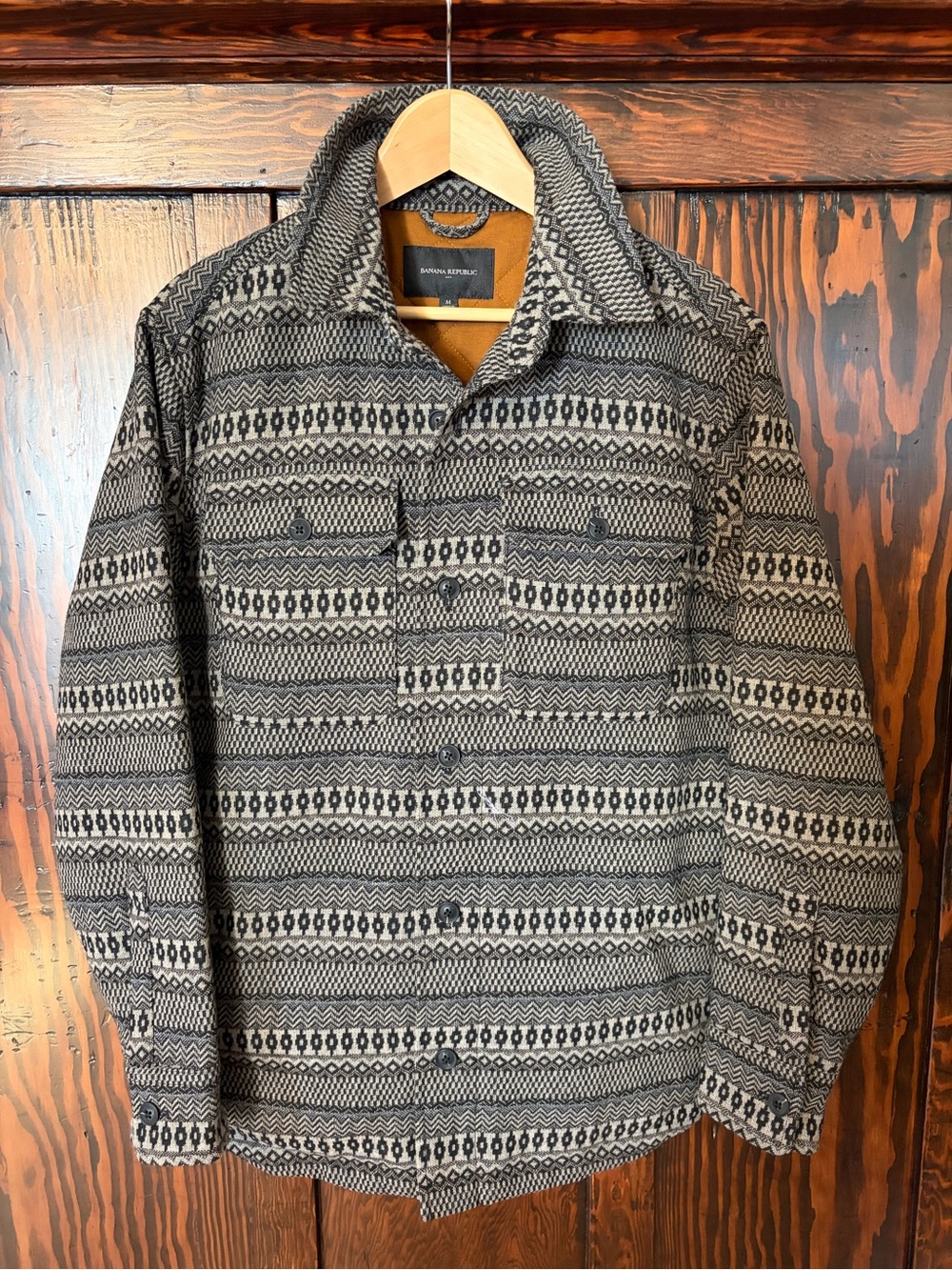 Banana Republic Black and Gray Patterned Shirt Jacket